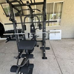 Vesta Fitness Smith Machine 1001 w/Bench Attachment | 245lb Cast Iron Olympic Weights | 7ft Olympic Bar | Fitness | Gym Equipment | FREE DELIVERY 🚚 
