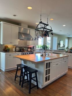 Butcher block wood top and sink