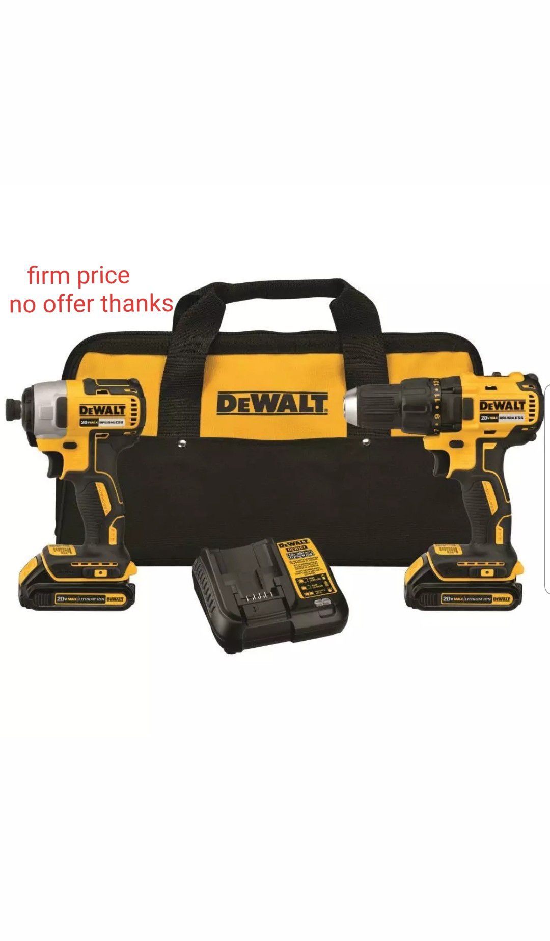 dewalt-dck277c2 20V MAX Compact Brushless Drill / Driver and Impact Driver Kit