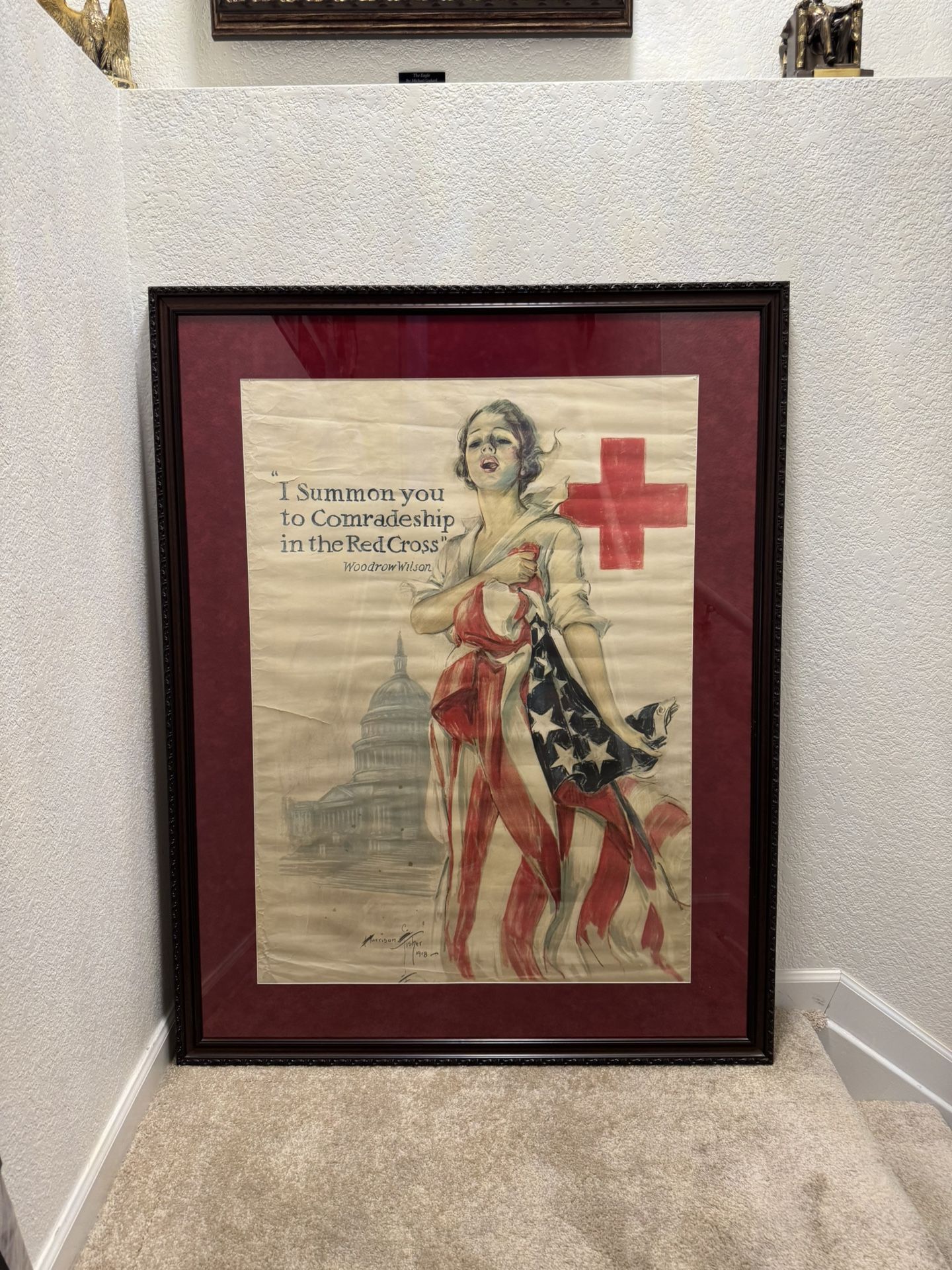 American Vintage Advertising Poster 'I Summon You to Comradeship in the Red Cross' by Harrison Fisher 1918