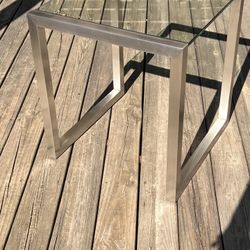 Ethan Allen Stainless & Glass Side Table