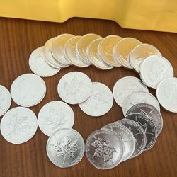 Mint Box Of Canadian Maple Leaf Silver Coins .999 Pure