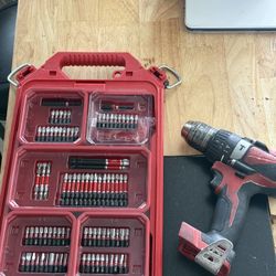 Milwaukee M18 Brushless Drill + PACKOUT Organizer Bit Set (No Battery)