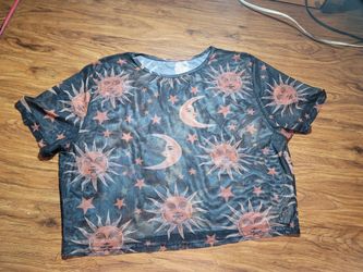SHEIN Sun and Moon Celestrial Print Crop Top Size 3XL