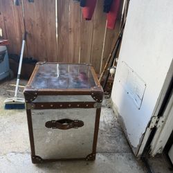 Restoration Hardware Bond St London Mirror & Leather Trimmed Small Trunk