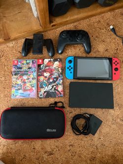 Nintendo Switch Standard with Mario Kart, Persona 5, Pro Controller and Case