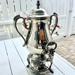 💎 REED & BARTON Sheffield Silver Co. SAMOVAR COFFEE TEA URN Dancing Flowers Pattern