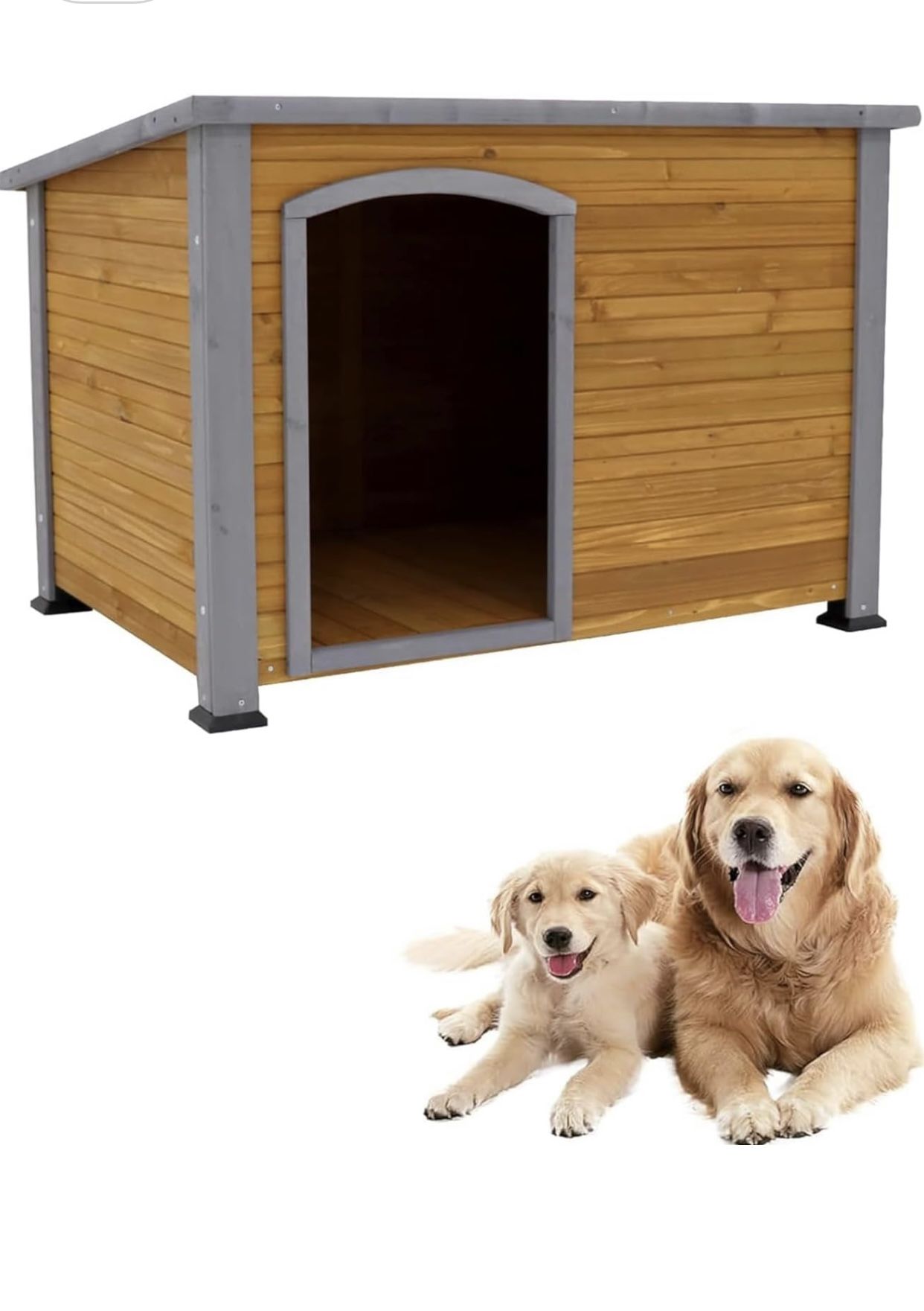 New in box 44.48" Extra Large Dog House Outdoor Weatherproof Wooden Dog Kennel Dog Houses