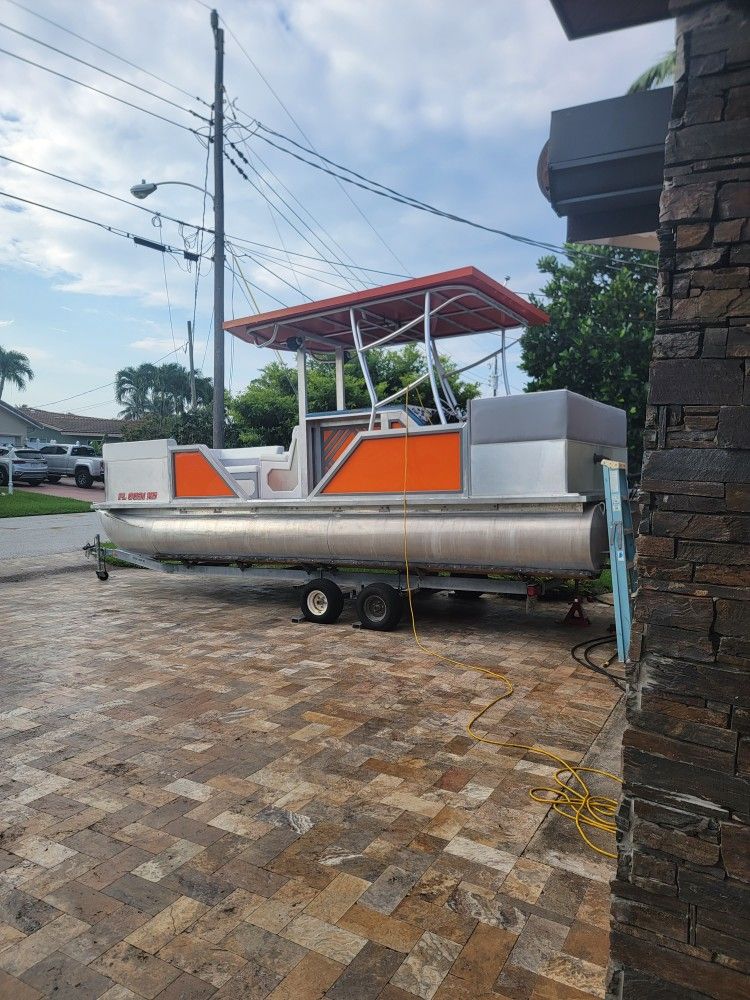 24 Foot Custom Pontoon With Trailer