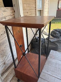 Industrial Wood and Metal Bar Table