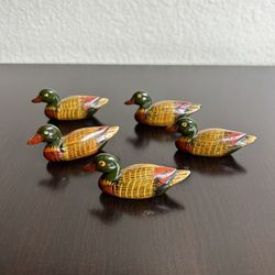Vintage Feng Shui Mandarin Ducks for Love and Fidelity-5 Piece Resin