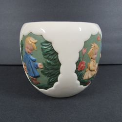 Hummel Style Ceramic 3D Embossed Vintage Planter/Bowl Signed
