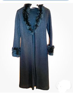 Vintage Prada Black Wool Long Cardigan Sweater Coat Made In Italy Medium