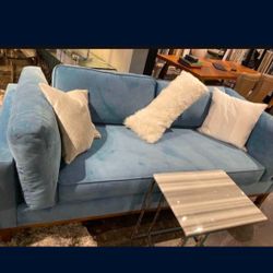 REVOLVE BABY BLUE VELVET COUCH!!