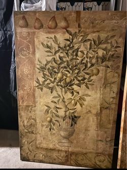 Large Tuscan Botanical Canvas Wall Art