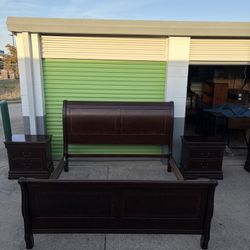 King Bed Frame, Dresser, Chest and 2 Nightstands Bedroom Furniture Set