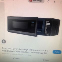 Samsung Smart Slim Over-the-Range Black Stainless Steel Microwave - Brand New