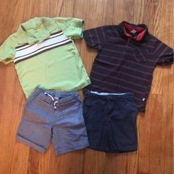 Boys Outfits 2 Shorts, 2 Tops Size 5 Great Condition !