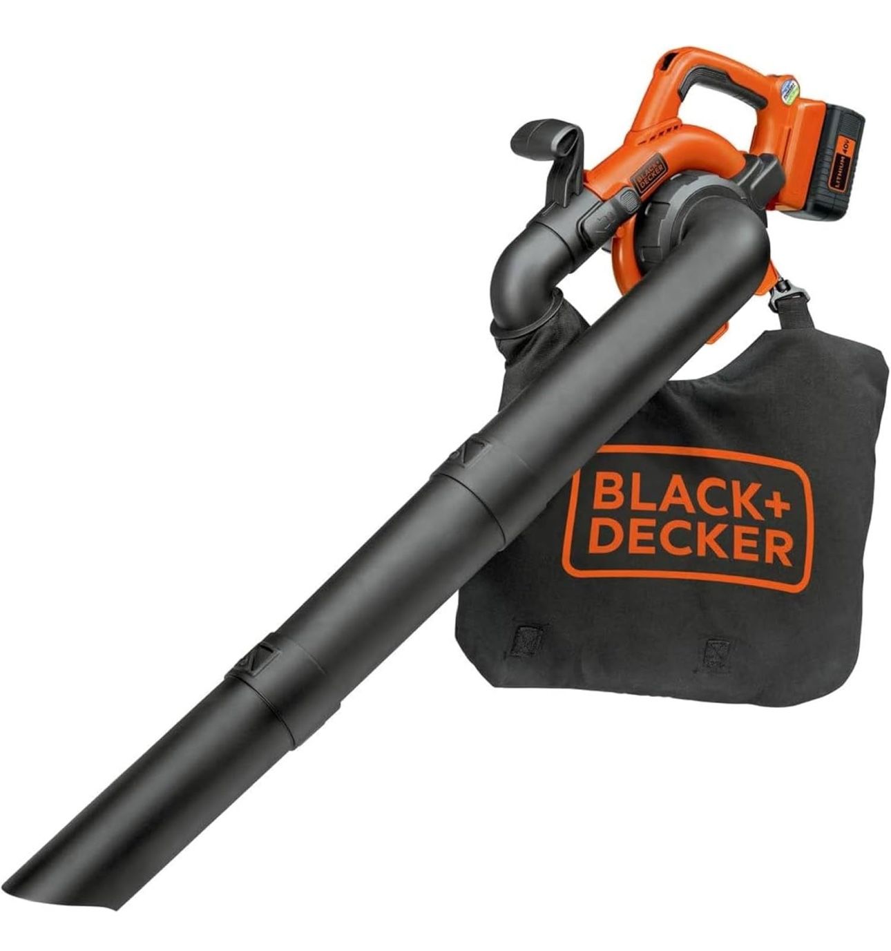 BLACK+DECKER 40V Cordless Leaf Blower Kit, 120 mph Air Speed, 6-Speed Dial, Built-In Scraper, With Collection Bag, Battery and Charger Not Included