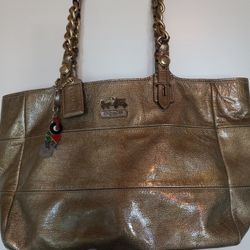 COACH BAG, GOLD , MEDIUM 