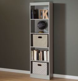 71” Narrow Bookcase Soft Gray