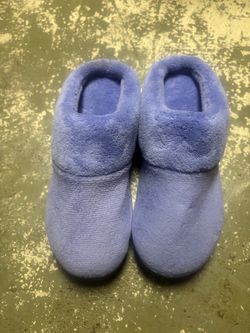 Blue Fuzzy Slip-On House Slippers