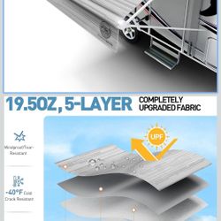 New Heavy-Duty RV Awning Fabric Replacement 18ft – Camper Awning Fabric Replacement, 19.5oz Heat-Sealed Vinyl, UV-Resistant, Sunproof, Weatherproof, U