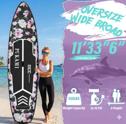 ✨️Brand new✨🌸Floral🌸 Black 🖤 PUKAMI Inflatable Stand Up Paddle Board w/seat