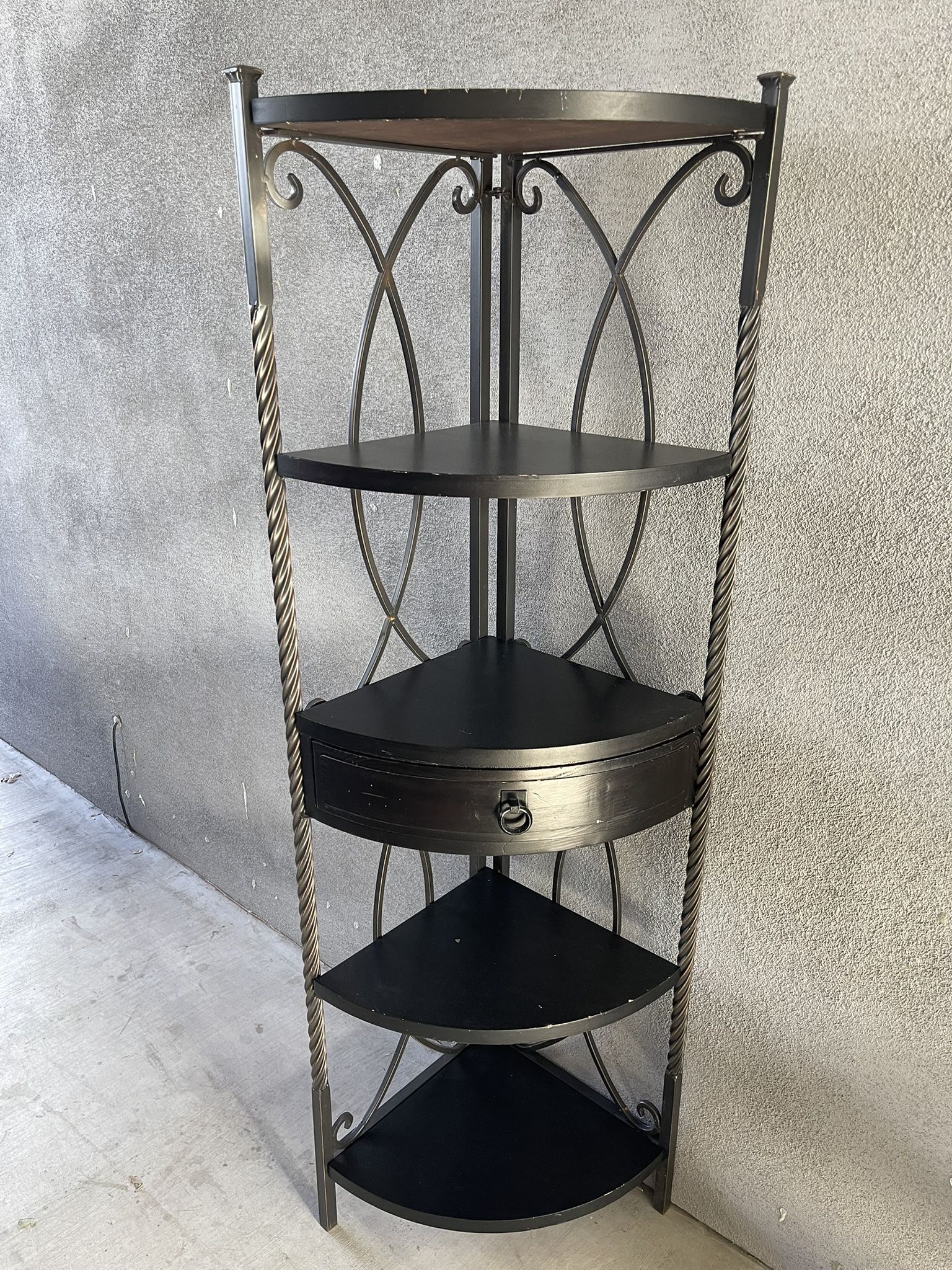 Wood Metal Corner Shelf