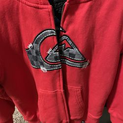 Red Boys Quicksilver Zip Up Hoodie 
