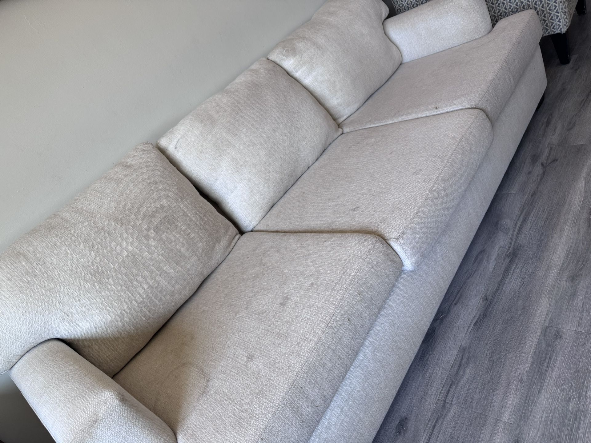 Living Spaces White Sofa For Sale