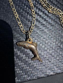 Vintage Italian Gold Figaro Chain & 14K Gold Fish Pendant Set - 4.84g