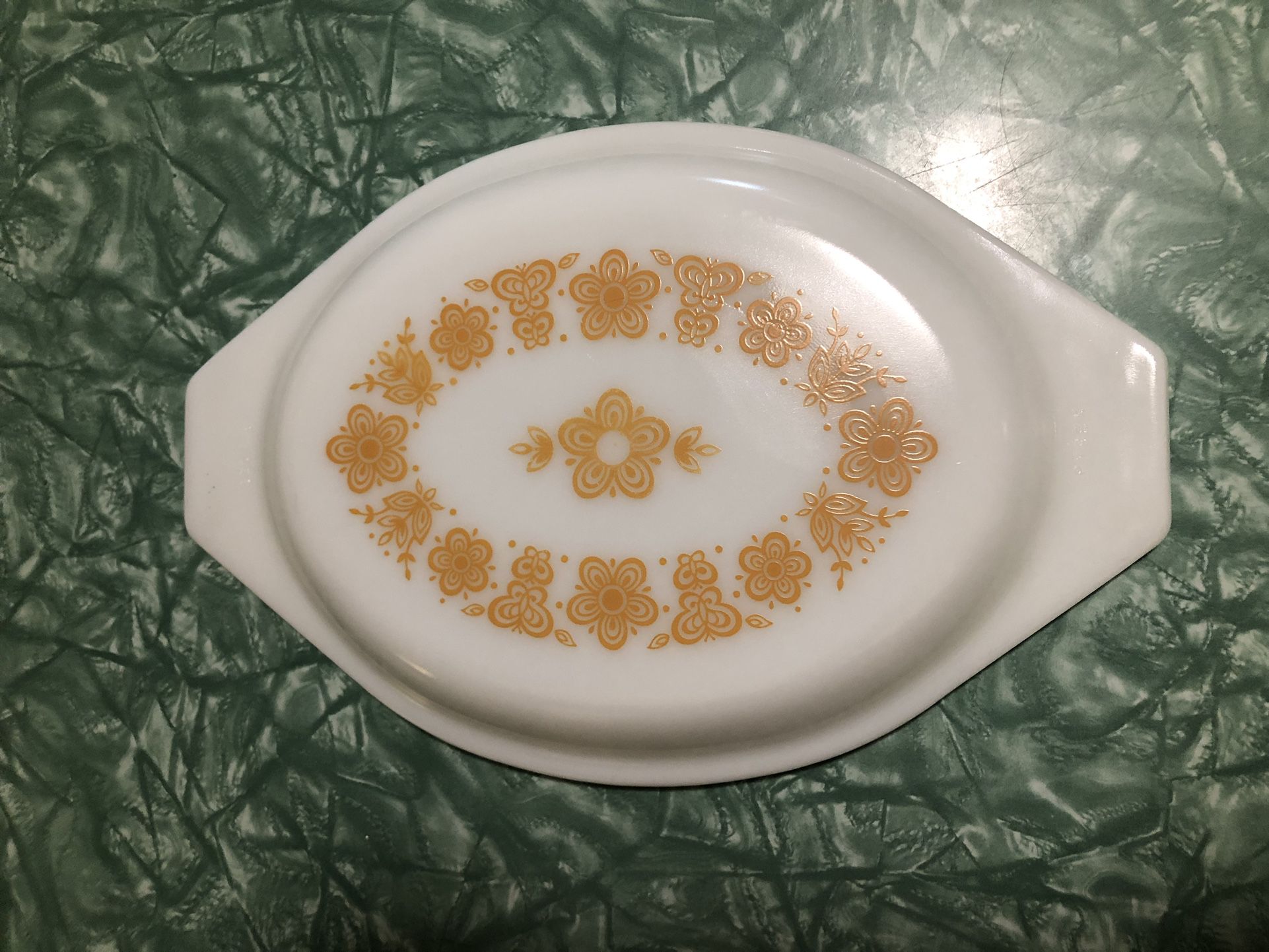Butterfly Gold Vintage Pyrex Small Oval Casserole Lid 