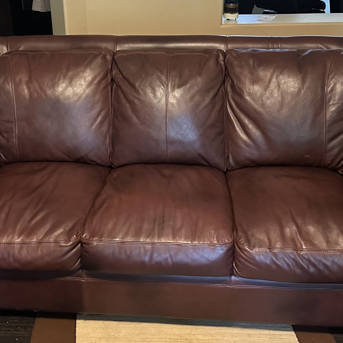 Genuine Leather Couch And Love Chair