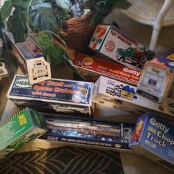 Too Many Vintage Hess Trucks, ExxonMobil, BP, Shell,Getty,Suncoast Etc.etc. Vintage...most From Late 1990's In Great Condition And Original Boxes. 