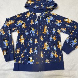 Little Sleepies LS Bluey Dance Mode Hoodie Full Zip Size 8 Bamboo Soft