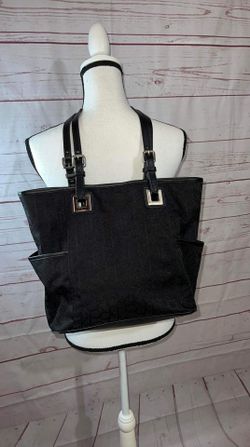 CALVIN KLEIN BLACK SIGNATURE PRINT SHOULDER TOTE