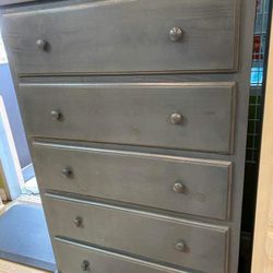 Pinewood Dresser Jumbo 5 Drawer Grey 