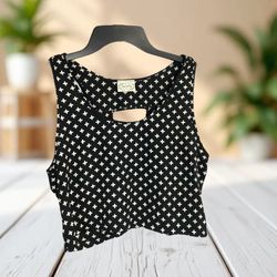 Intro Black and Tan Sleeveless Short Cami Tank Top Shirt Women Medium
