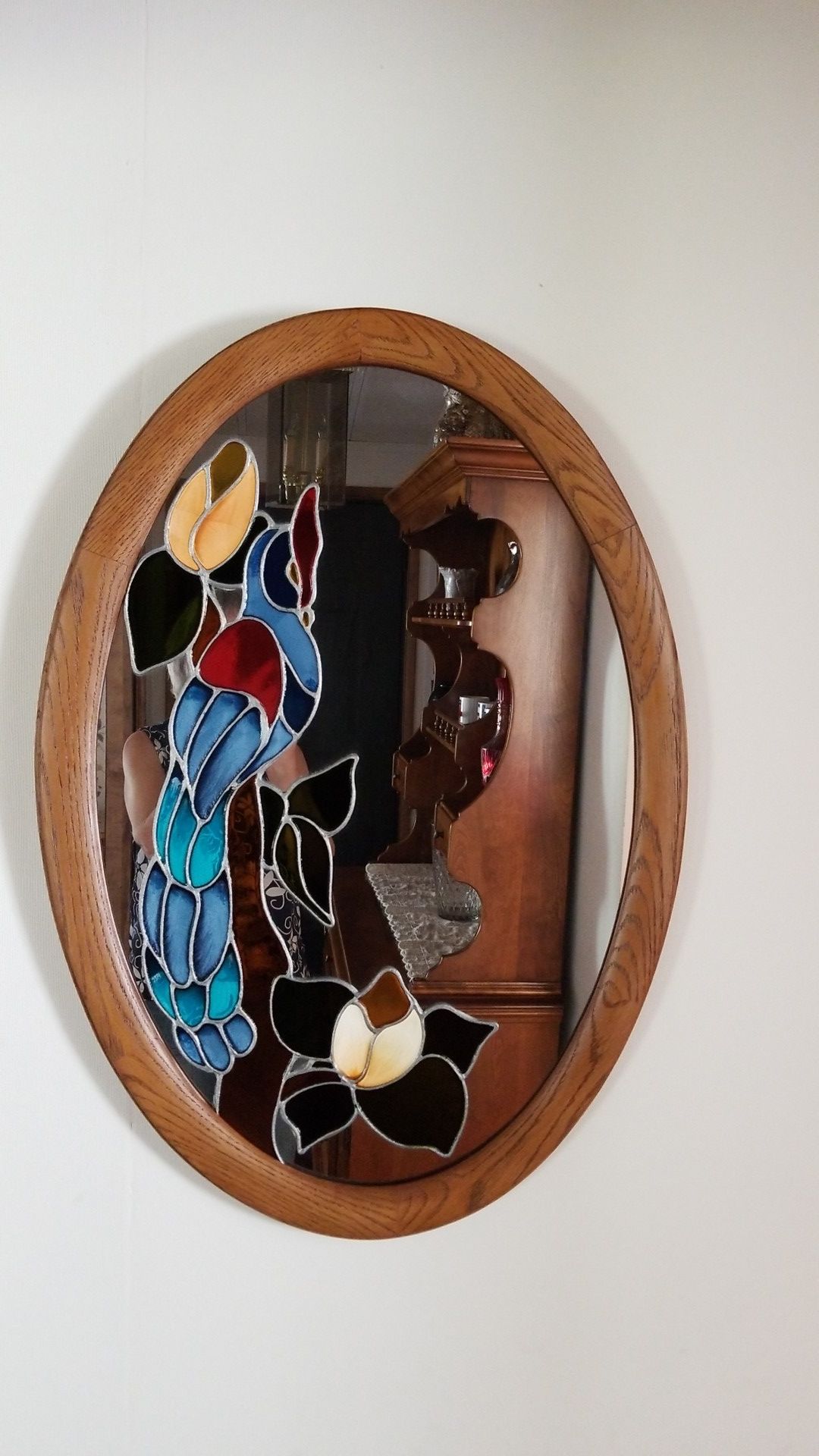 Stained glass wall mirror