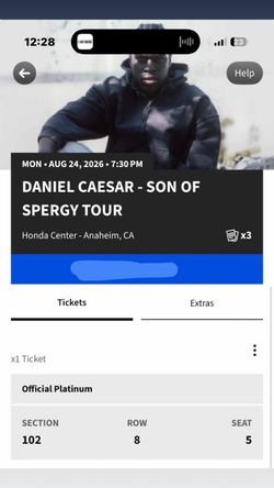 Daniel Caesar- 1 ticket Anaheim show
