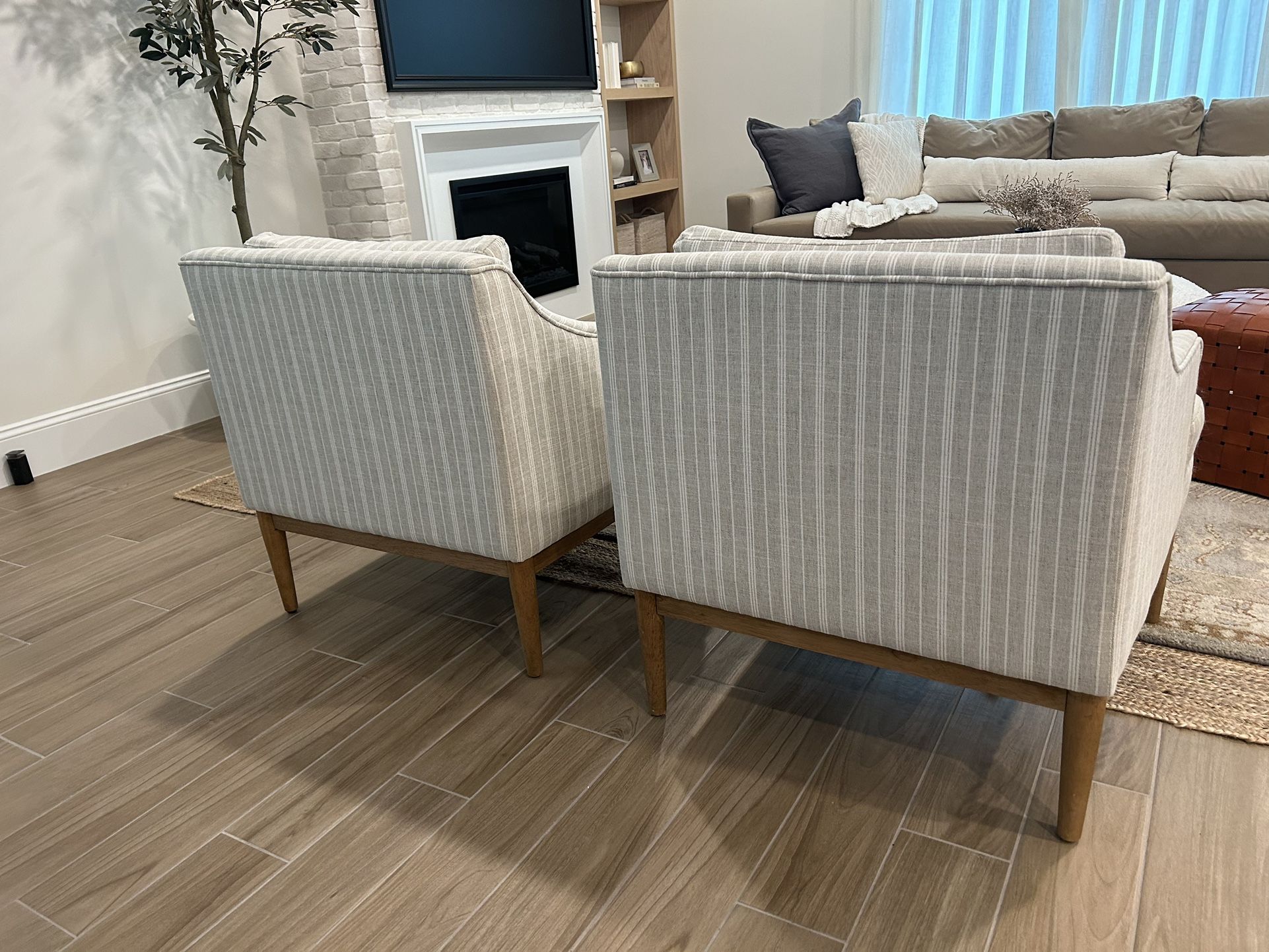 Howell Upholstered Accent Chair with Wood Base Threshold for Sale in