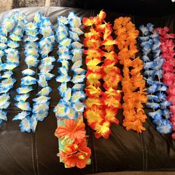 Colorful Hawaiian Leis and Hibiscus Hair Clips