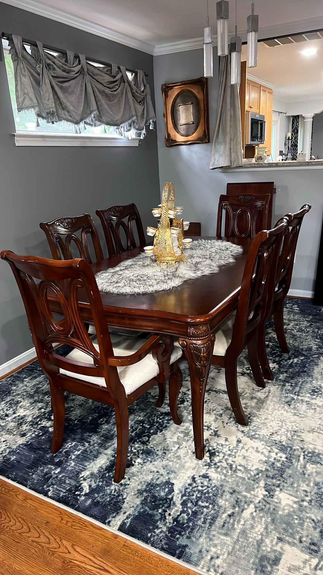 Dining room table with six chairs