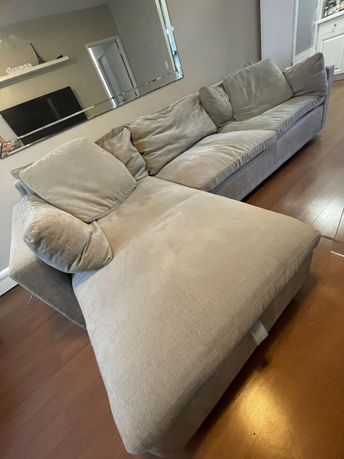 Comfortable sofa bed with storage chaise  