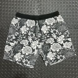 No Boundaries Sweat Shorts Tropical Floral Knit Black Lounge Mens Large (36-38)