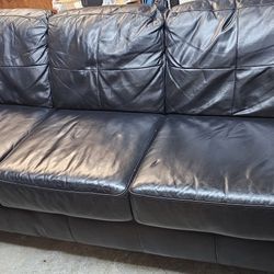 IKEA Skogaby black leather 3-seater sofa