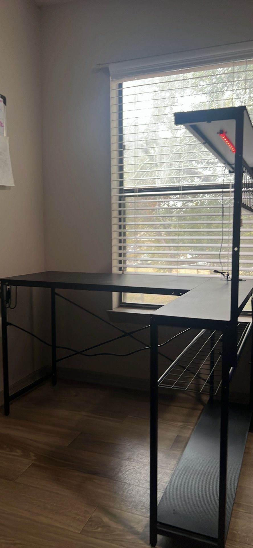 Bestier Gaming Desk 51" L-Shaped, with Power Outlets & LED Lights- 4 Tier Shelves, Reversible Gamer Table with Hooks & Cup Holder for Home Office Carb