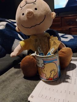 Cute Charlie Brown Plush Toy With Cup