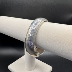 Sterling Silver Heavy Hammered Bangle Bracelet